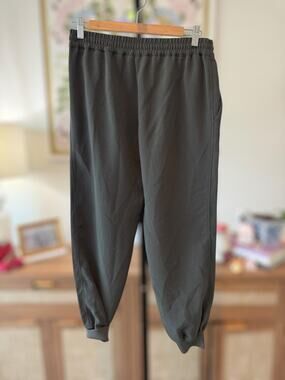 Wilfred Aritzia Pull On High Rise Drawstring Jogger Pants Dark Green Womens Med